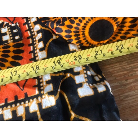 African Shirt Traditional Pattern Button Up Top Black Orange Dashiki - Picture 6 of 8